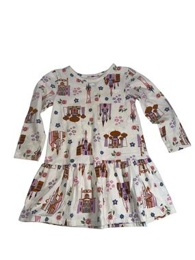 Disney Princess Skater Dress Toddler Girl 3T Long Sleeve Castle Print